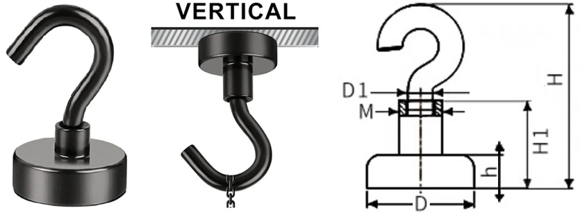 Heavy Duty Durability NdFeB Strong Magnetic Hook for Cabins, Grill Tools