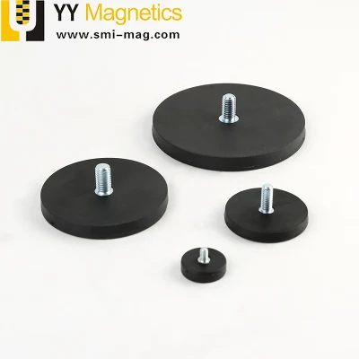 Magnete con base in vaso filettato rivestito in gomma D22mm per segnaletica automobilistica